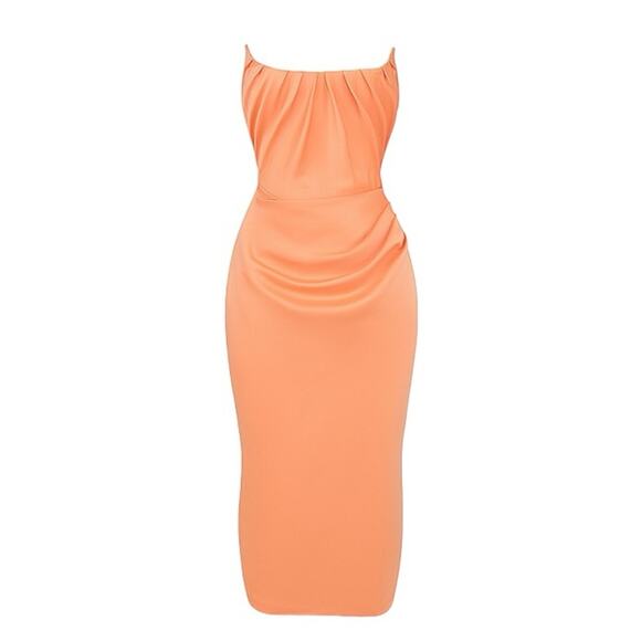 House of CB Strapless Dress in Orange Medium New retails $255 - Picture 4 of 9